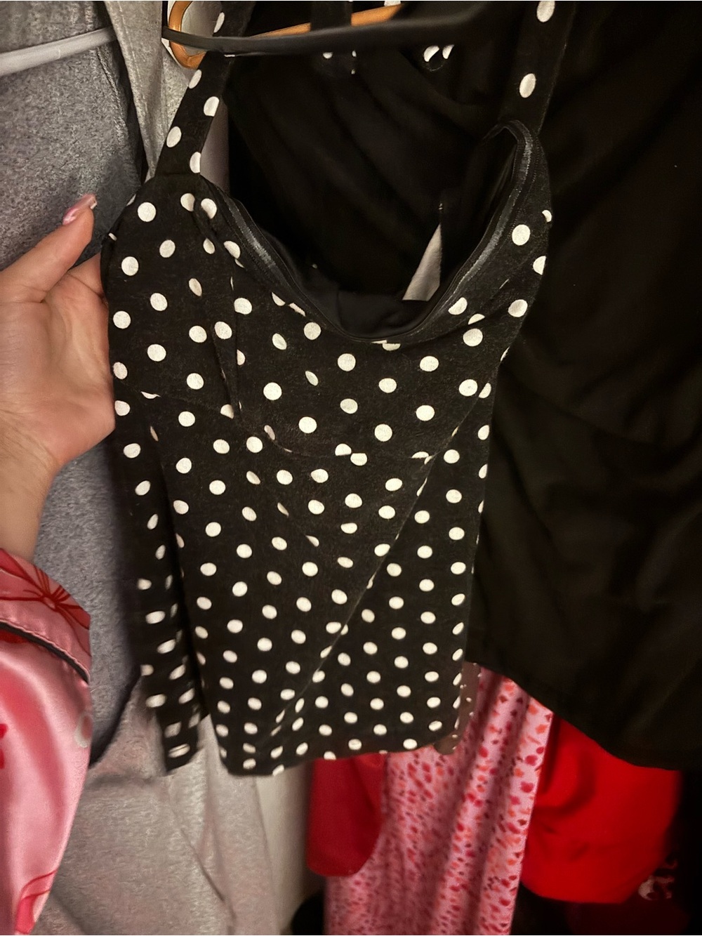 Polka Dot Black & White Sleeveless Tank Top